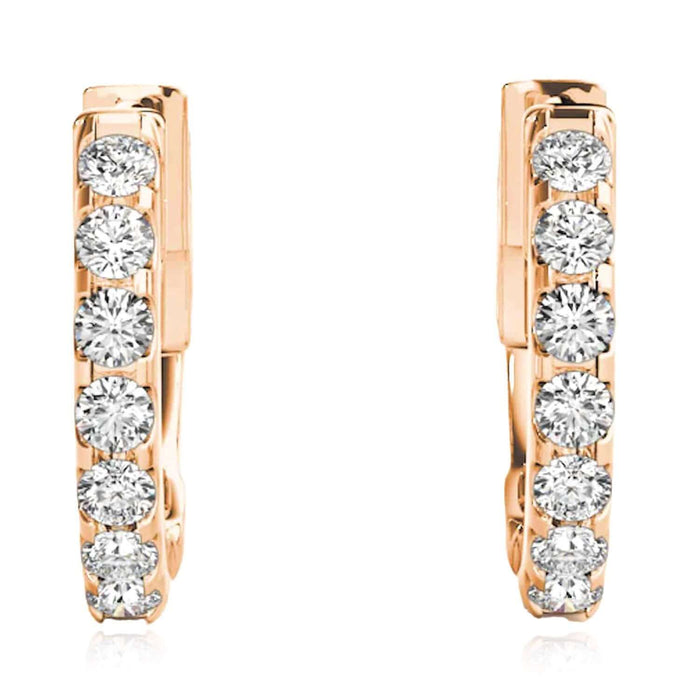 0.30CTW Natural Diamond 14K Gold Round Huggie Hoop Earrings 14mm