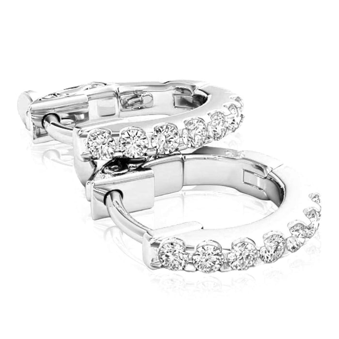 0.30CTW Natural Diamond 14K Gold Round Huggie Hoop Earrings 14mm