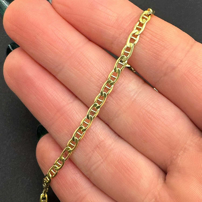 14K Gold - Filled 3mm Anchor Mariner Chain (Solid Links) 20" - 24" - WJD Exclusives