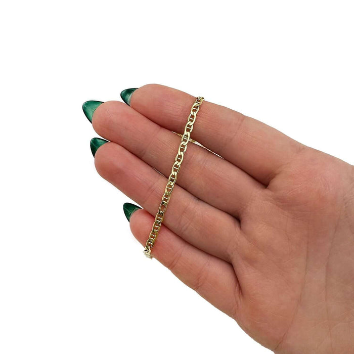 14K Gold - Filled 3mm Anchor Mariner Chain (Solid Links) 20" - 24" - WJD Exclusives