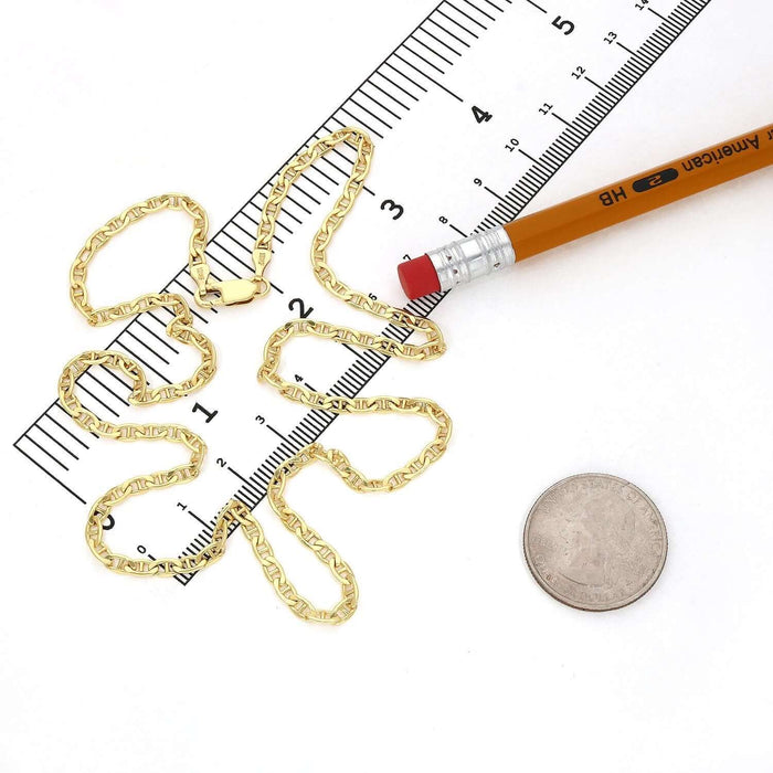 14K Gold - Filled 3mm Anchor Mariner Chain (Solid Links) 20" - 24" - WJD Exclusives