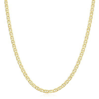 14K Gold - Filled 3mm Anchor Mariner Chain (Solid Links) 20" - 24" - WJD Exclusives