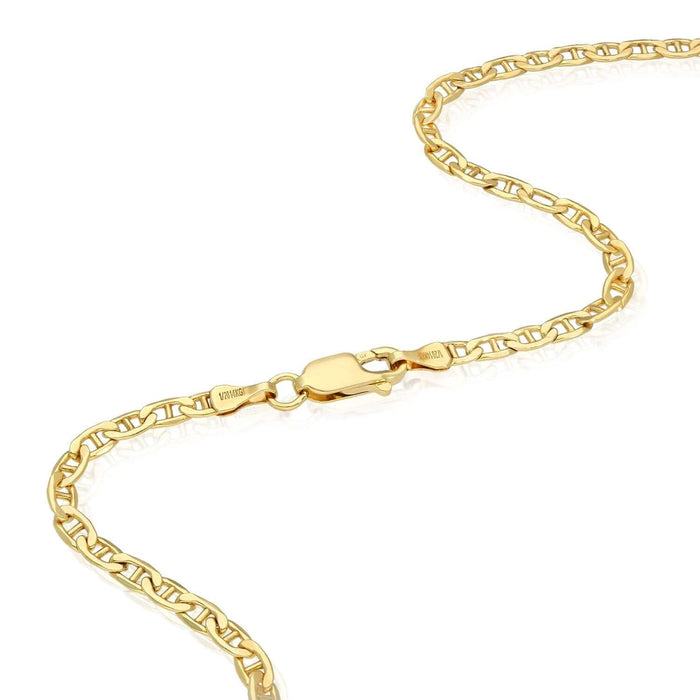 14K Gold - Filled 3mm Anchor Mariner Chain (Solid Links) 20" - 24" - WJD Exclusives