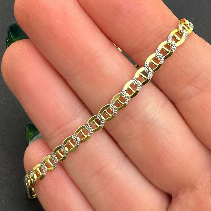 10K Gold - Filled 4.2mm Diamond - Cut Anchor Mariner Chain (Solid Links) 18" - 20" - WJD Exclusives