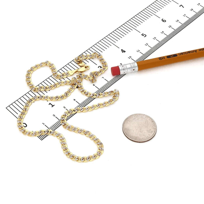 10K Gold - Filled 4.2mm Diamond - Cut Anchor Mariner Chain (Solid Links) 18" - 20" - WJD Exclusives