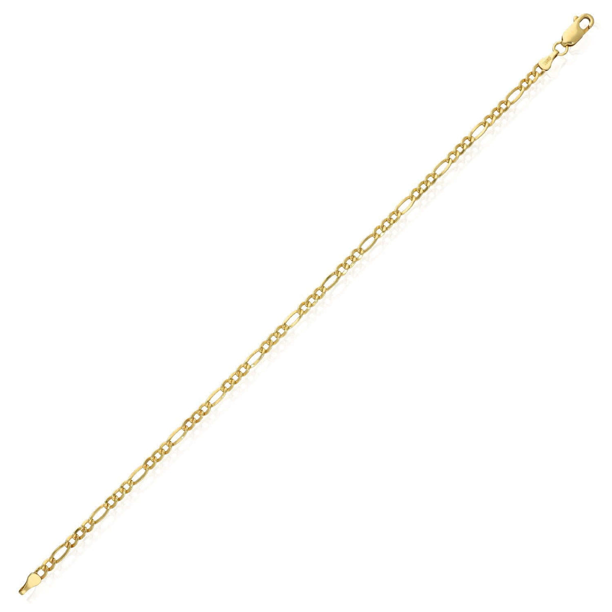 14K Gold - Filled 3mm Figaro Anklet (Solid Links) 10" - WJD Exclusives