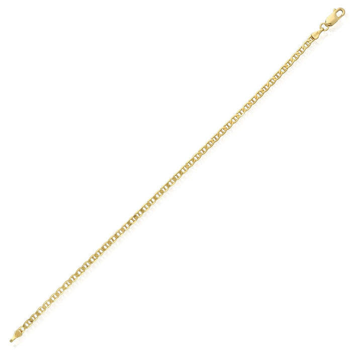 14K Gold - Filled 3mm Anchor Mariner Bracelet (Solid Links) 8" - WJD Exclusives
