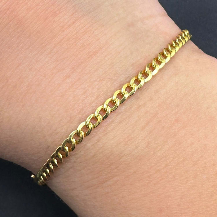 14K Gold - Filled 3mm Cuban Curb Chain Bracelet (Solid Links) 8" - WJD Exclusives
