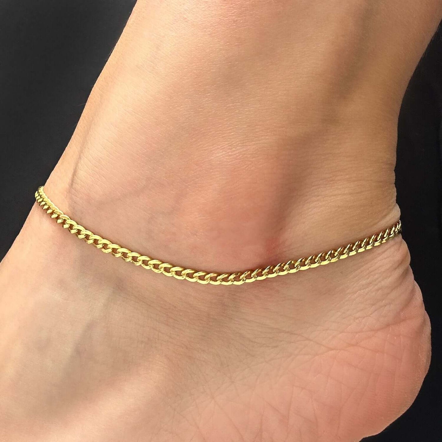 Solid 14K Gold Filled 3mm Cuban Anklet 10"