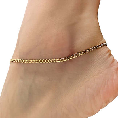 Solid 14K Gold Filled 3mm Cuban Anklet 10"