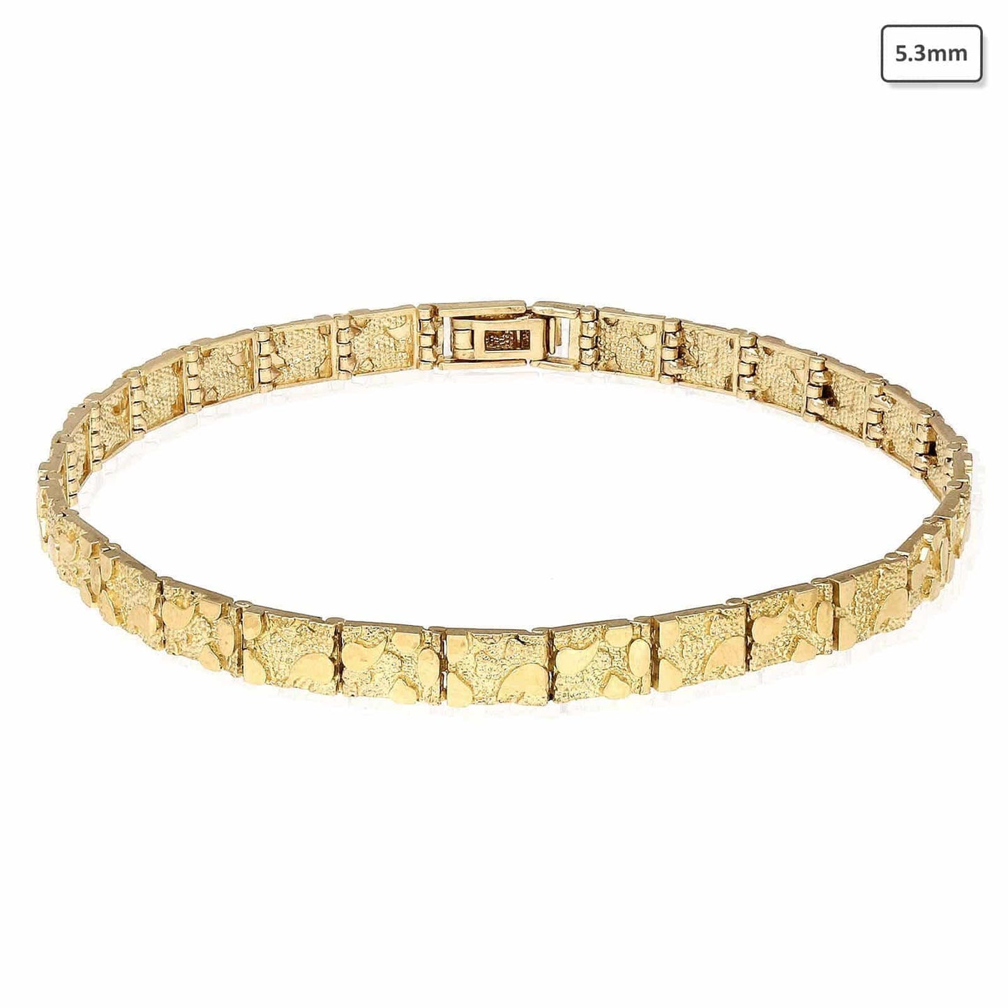 Solid 10K Gold Yellow 5.3mm-9mm Nugget Diamond-Cut Bracelet 8.25"