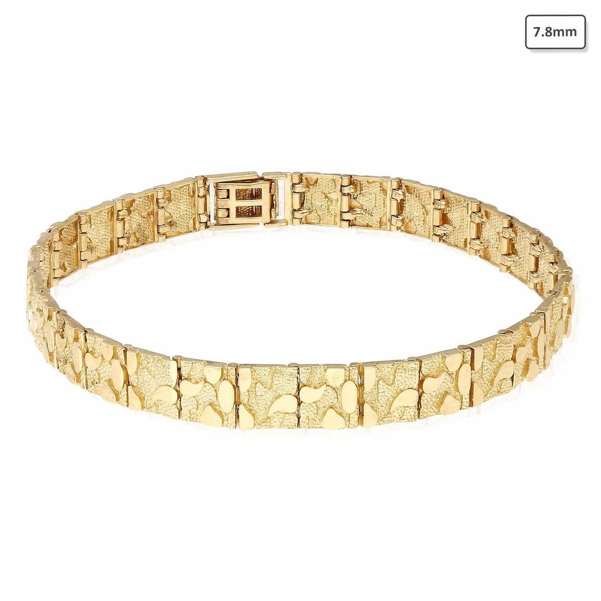10K Gold Yellow 5.3mm-9mm Nugget Diamond-Cut Bracelet (Solid Links) 8.25"