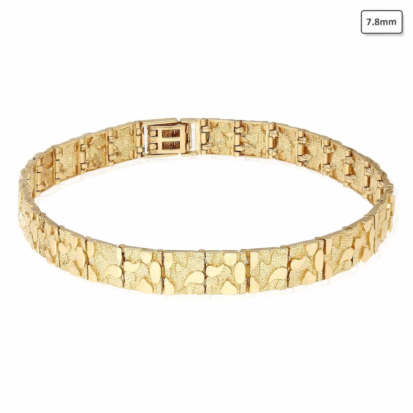 Solid 10K Gold Yellow 5.3mm-9mm Nugget Diamond-Cut Bracelet 8.25"