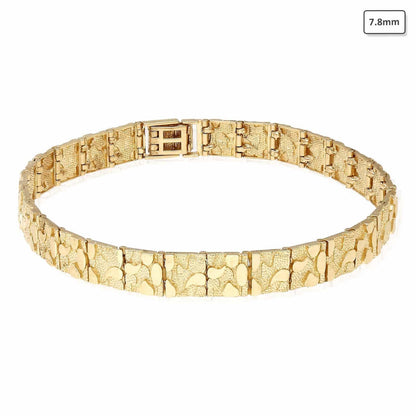 Solid 10K Gold Yellow 5.3mm-9mm Nugget Diamond-Cut Bracelet 8.25"