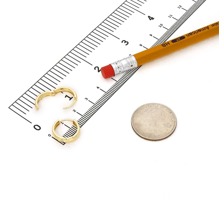 14K Gold Yellow, White, Rose Diamond - Cut Huggie Hoop Earrings 15mm - WJD Exclusives