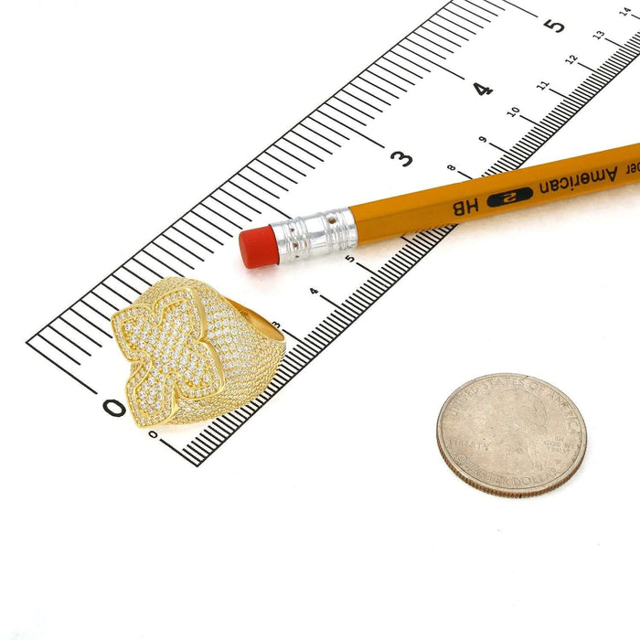 14K Gold 2.00CTW CZ Pave Cross Signet Ring - WJD Exclusives