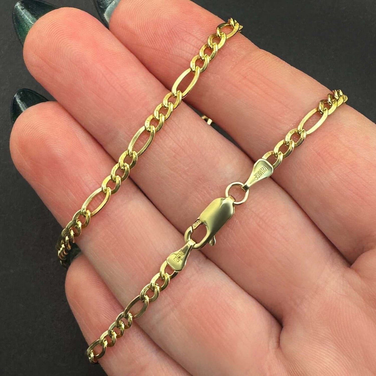 Solid 14K Gold Filled 3mm Figaro Chain Necklace 20", 22", 24"