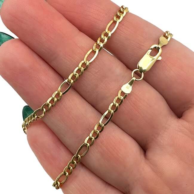 14K Gold - Filled 3mm Figaro Chain (Solid Links) 20" - 24" - WJD Exclusives
