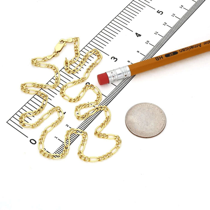 14K Gold - Filled 3mm Figaro Chain (Solid Links) 20" - 24" - WJD Exclusives