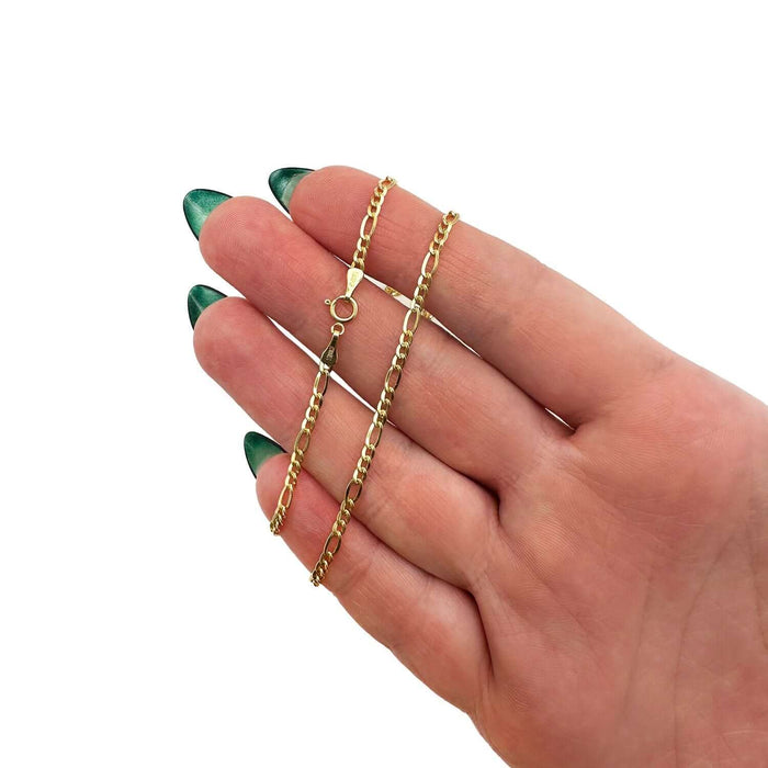 14K Gold - Filled 2.5mm Figaro Chain (Solid Links) 16" - 20" - WJD Exclusives