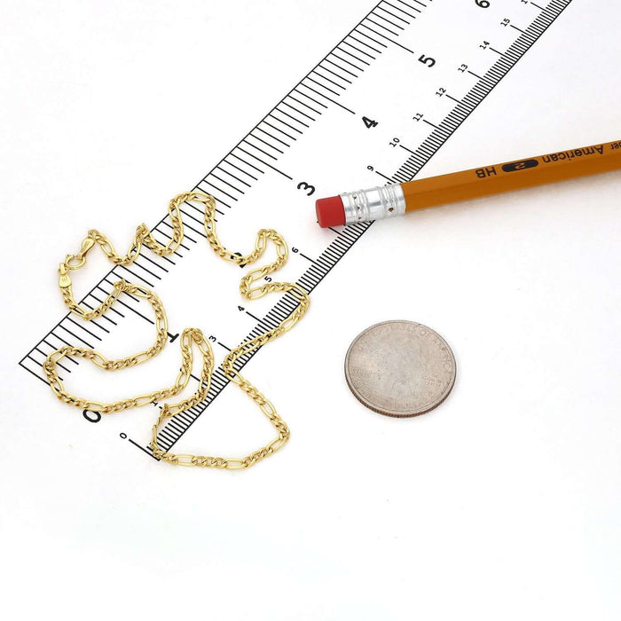 14K Gold - Filled 2.5mm Figaro Chain (Solid Links) 16" - 20" - WJD Exclusives