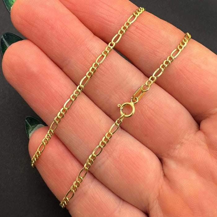 14K Gold - Filled 2mm Figaro Chain (Solid Links) 16" - 24" - WJD Exclusives