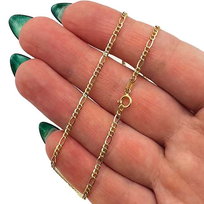 14K Gold - Filled 2mm Figaro Chain (Solid Links) 16" - 24" - WJD Exclusives