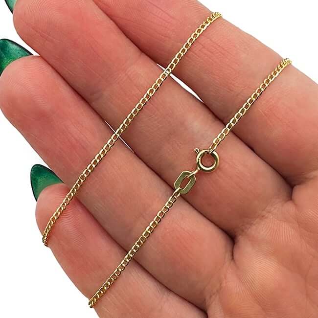 14K Gold - Filled 1.5mm Cuban Curb Chain (Solid Links) 16" - 24" - WJD Exclusives