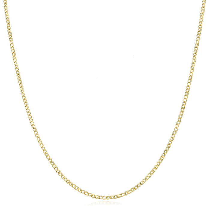 14K Gold - Filled 1.5mm Cuban Curb Chain (Solid Links) 16" - 24" - WJD Exclusives