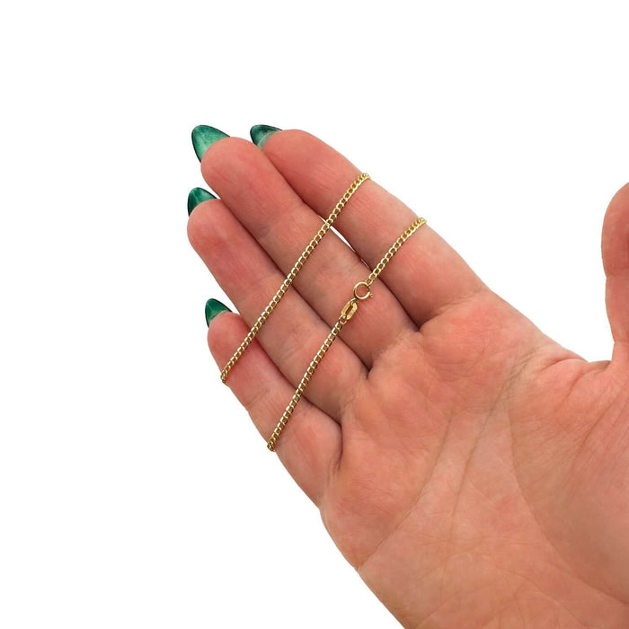 14K Gold - Filled 2mm Cuban Curb Chain (Solid Links) 16" - 24" - WJD Exclusives