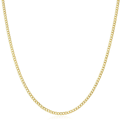 14K Gold - Filled 2mm Cuban Curb Chain (Solid Links) 16" - 24" - WJD Exclusives