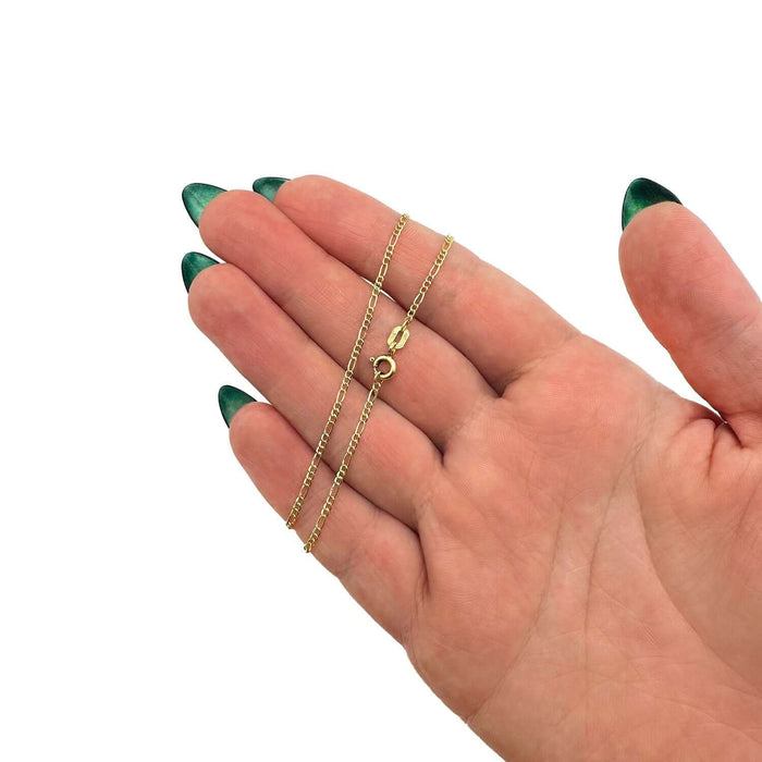 14K Gold - Filled 1.6mm Figaro Chain (Solid Links) 16", 22", 24" - WJD Exclusives