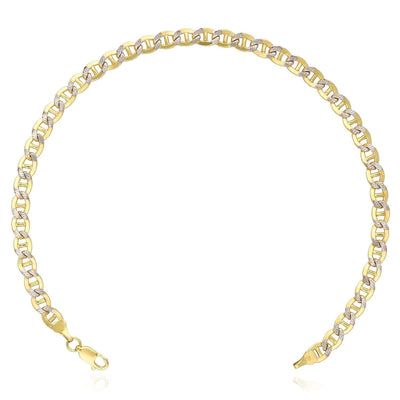 10K Gold - Filled 3.2mm - 5mm Diamond - Cut Mariner Anklet (Solid Links) 10" - WJD Exclusives