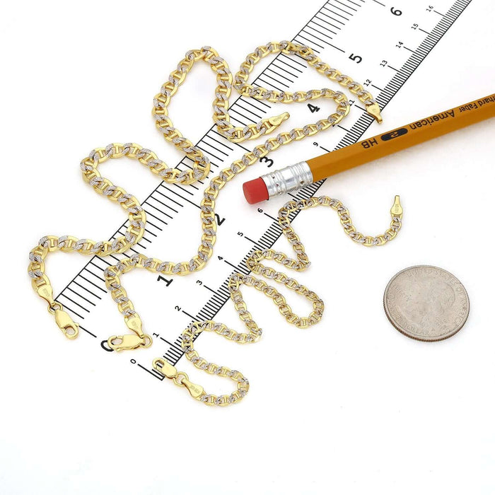 10K Gold - Filled 3.2mm - 5mm Diamond - Cut Mariner Anklet (Solid Links) 10" - WJD Exclusives