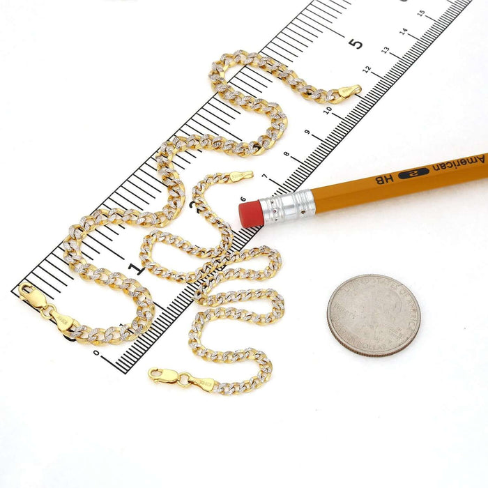 10K Gold - Filled 3.2mm/5mm Diamond - Cut Curb Anklet (Solid Links) 10" - WJD Exclusives