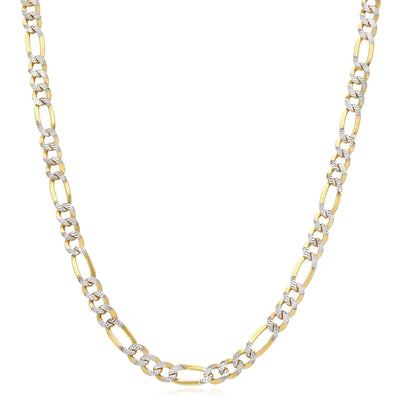 10K Gold - Filled 5mm Diamond - Cut Figaro Chain (Solid Links) 18" - 24" - WJD Exclusives