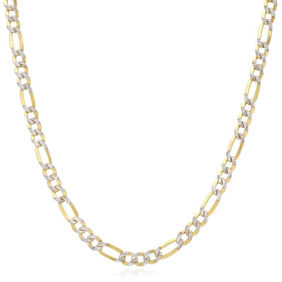 10K Gold - Filled 4.2mm Diamond - Cut Figaro Chain (Solid Links) 18" - 24" - WJD Exclusives
