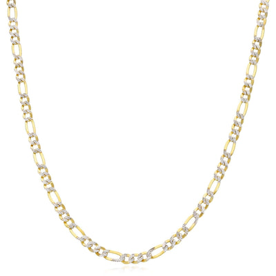 10K Gold - Filled 3.2mm Diamond - Cut Figaro Chain (Solid Links) 18" - 24" - WJD Exclusives
