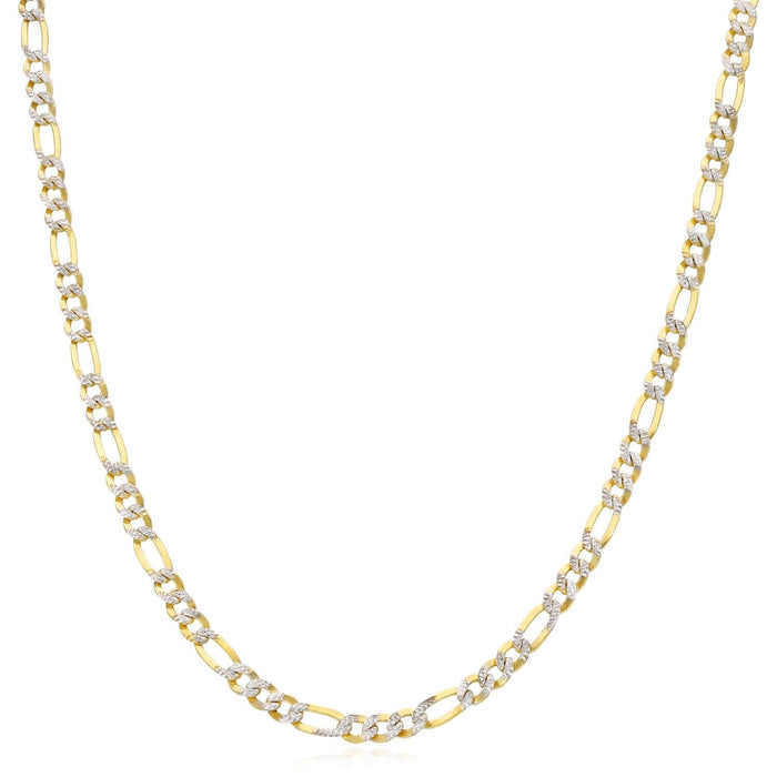 10K Gold - Filled 3.2mm Diamond - Cut Figaro Chain (Solid Links) 18" - 24" - WJD Exclusives