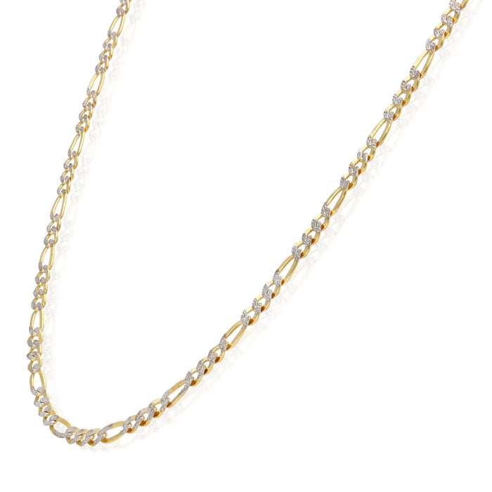 10K Gold - Filled 3.2mm Diamond - Cut Figaro Chain (Solid Links) 18" - 24" - WJD Exclusives