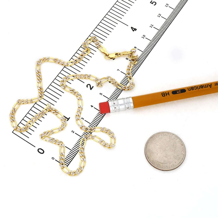 10K Gold - Filled 3.2mm Diamond - Cut Figaro Chain (Solid Links) 18" - 24" - WJD Exclusives