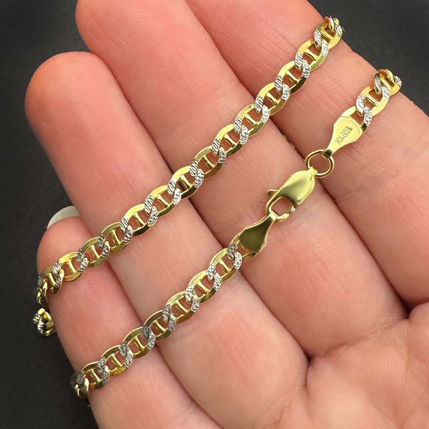 Solid 10K Gold Filled 4.2mm Diamond-Cut Anchor Chain Necklace 18", 20", 22", 24"