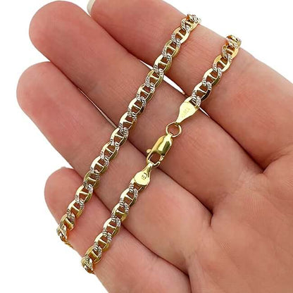 Solid 10K Gold Filled 4.2mm Diamond-Cut Anchor Chain Necklace 18", 20", 22", 24"