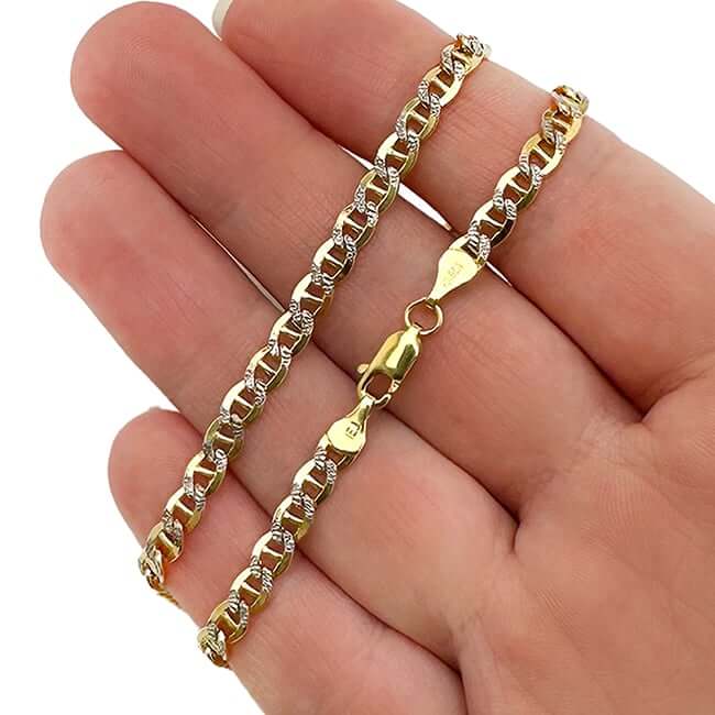 10K Gold - Filled 4.2mm Diamond - Cut Anchor Chain (Solid Links) 18" - 24" - WJD Exclusives