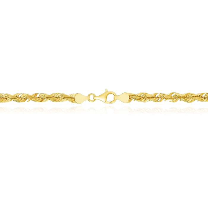 18K Yellow Gold 5mm Diamond - Cut Rope Chain (Solid Links) 20" - 26" - WJD Exclusives