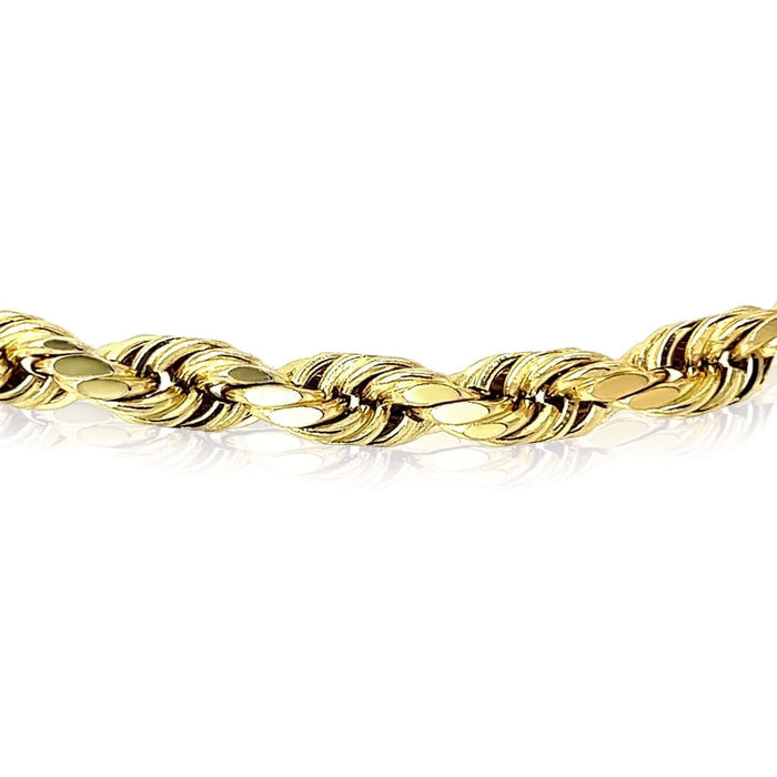 18K Yellow Gold 5mm Diamond - Cut Rope Chain (Solid Links) 20" - 26" - WJD Exclusives