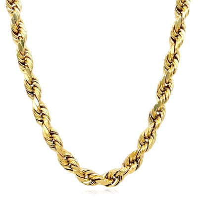 18K Yellow Gold 5mm Diamond - Cut Rope Chain (Solid Links) 20" - 26" - WJD Exclusives