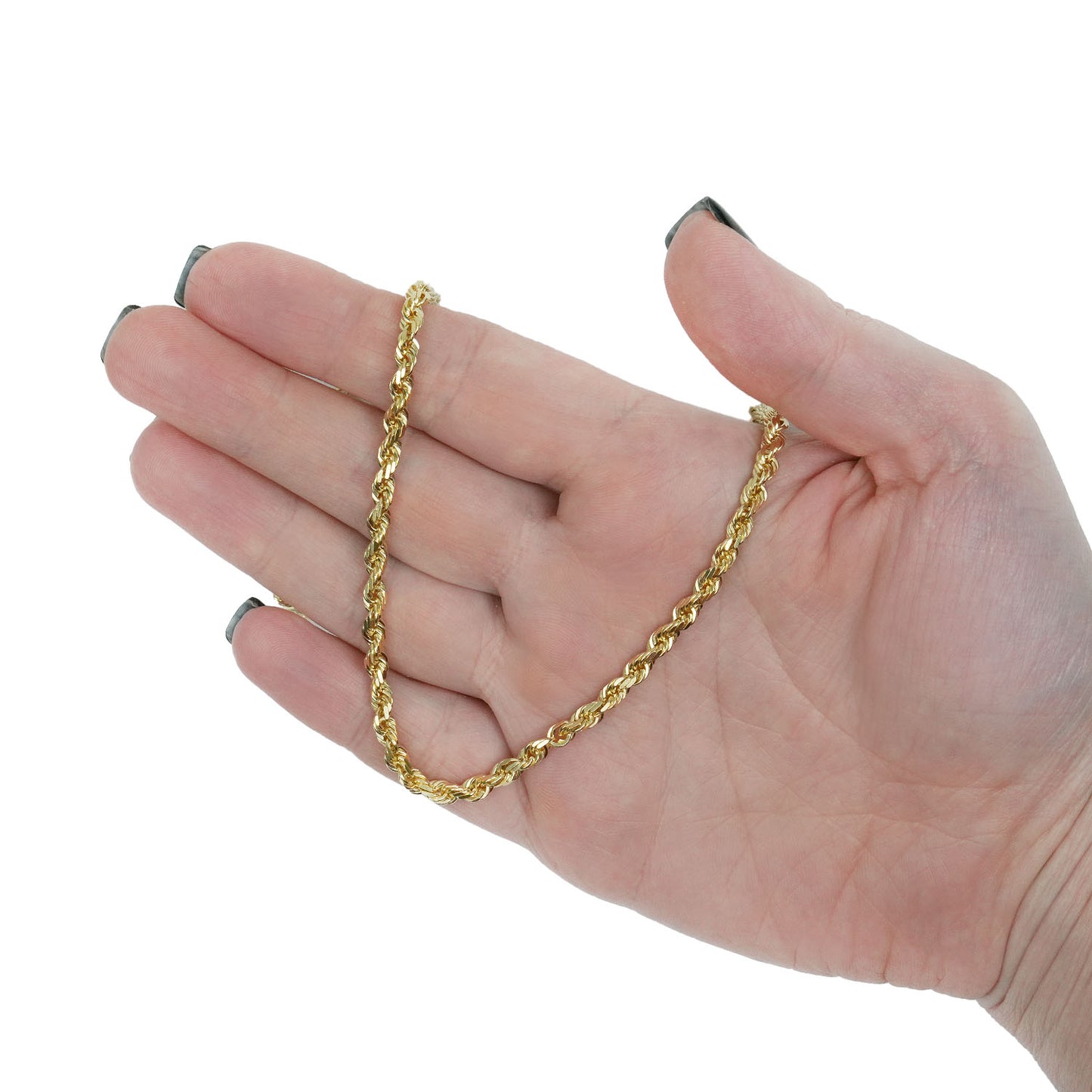 18K Yellow Gold 4mm Diamond-Cut Rope Chain (Solid Links) 18"-28"