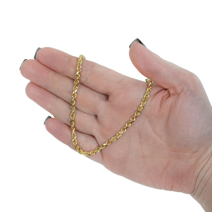18K Yellow Gold 4mm Diamond-Cut Rope Chain (Solid Links) 18"-28"