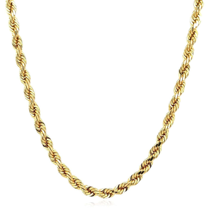 18K Yellow Gold 3mm Diamond - Cut Rope Chain (Solid Links) 16" - 26" - WJD Exclusives